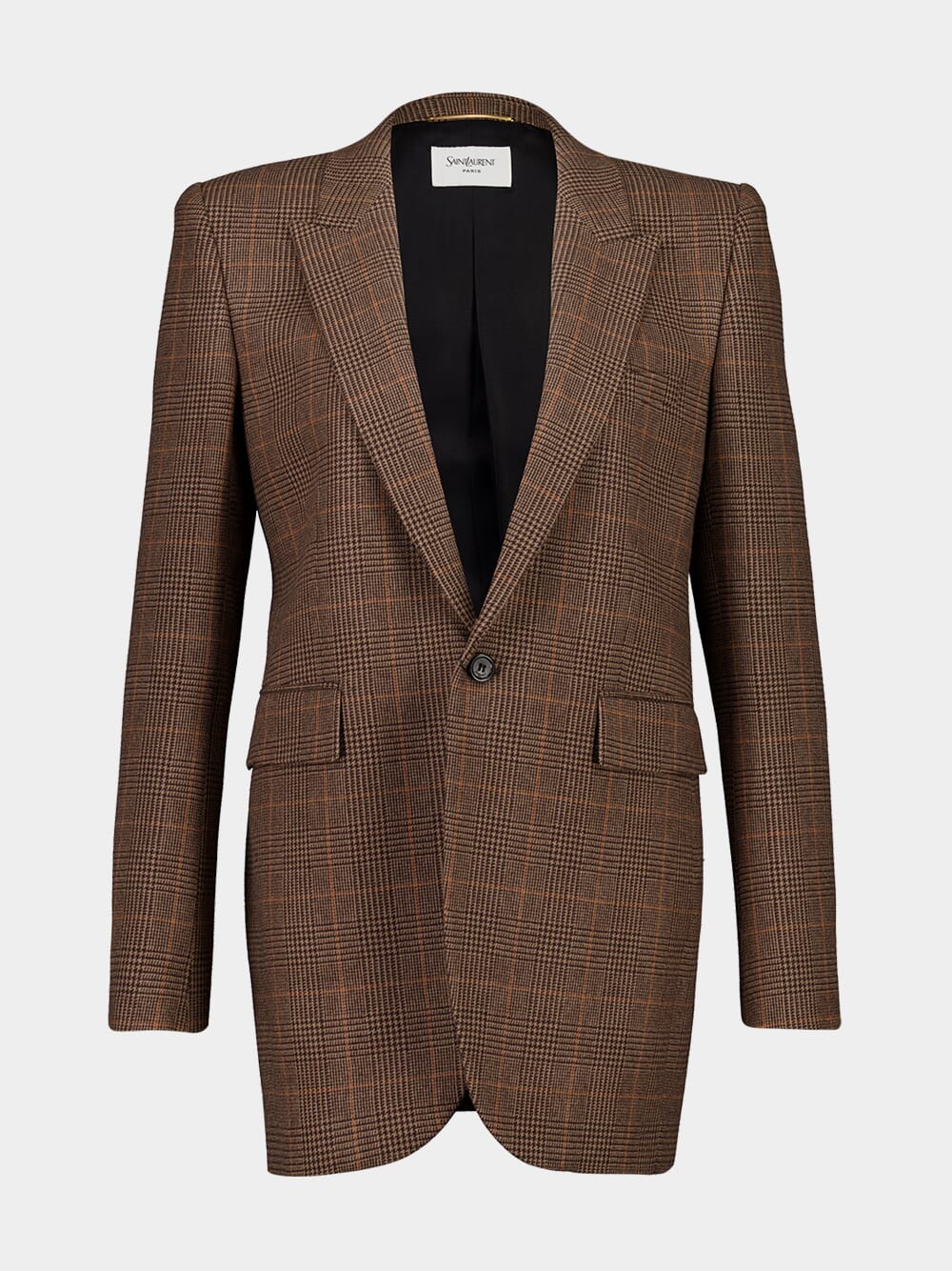 Roux Single-Breasted Jacket in Crème Noir Prince of Wales Wool