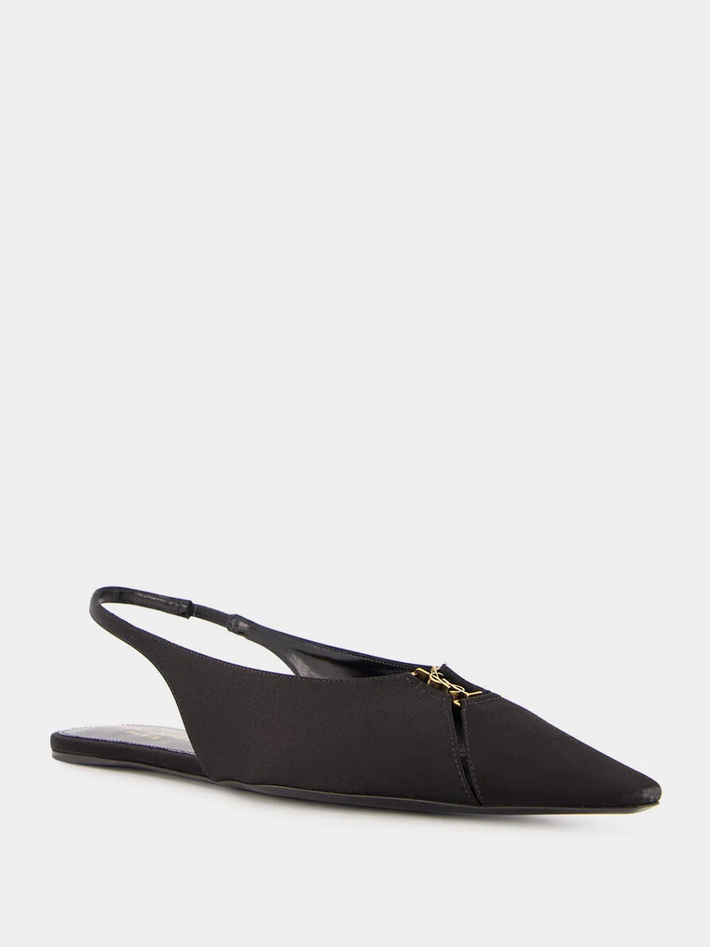 Black Babylone Satin Crepe Slingback Flats - Image 2