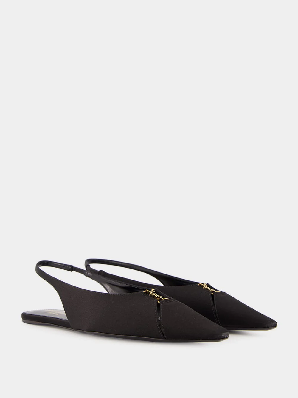 Black Babylone Satin Crepe Slingback Flats - Image 3