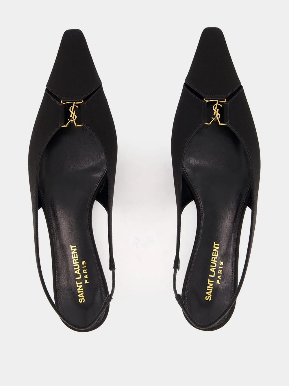 Black Babylone Satin Crepe Slingback Flats - Image 4