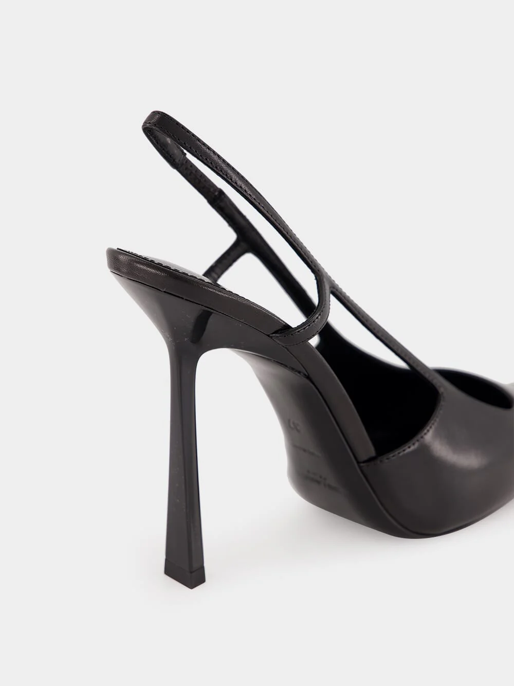 Black Jeanne Slingback Pumps in Smooth Leather - Image 8