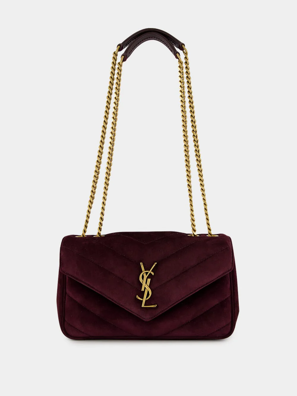 Smoky Burgundy Loulou Small Suede Bag - Image 2
