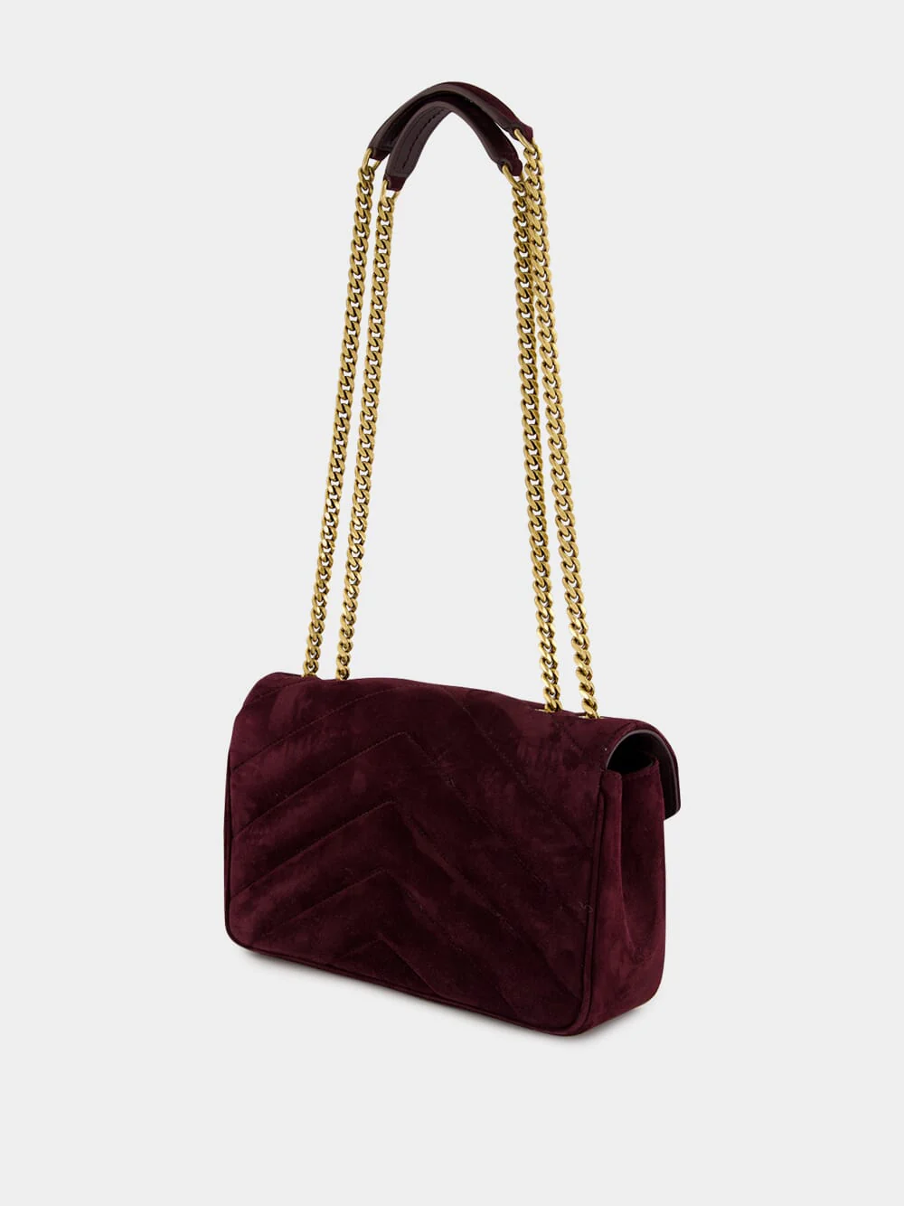 Smoky Burgundy Loulou Small Suede Bag - Image 5