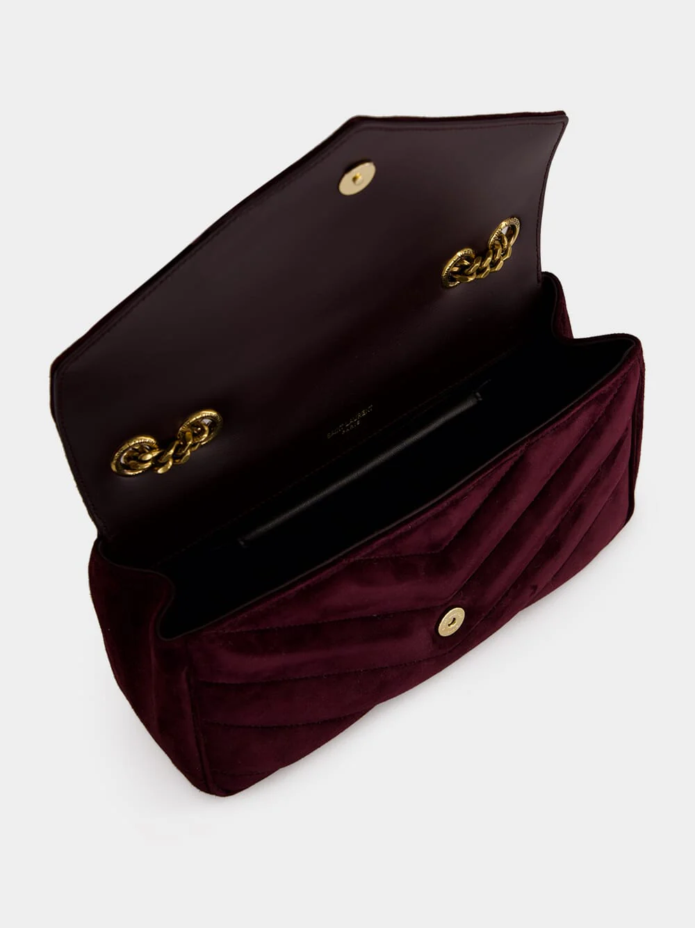 Smoky Burgundy Loulou Small Suede Bag - Image 6