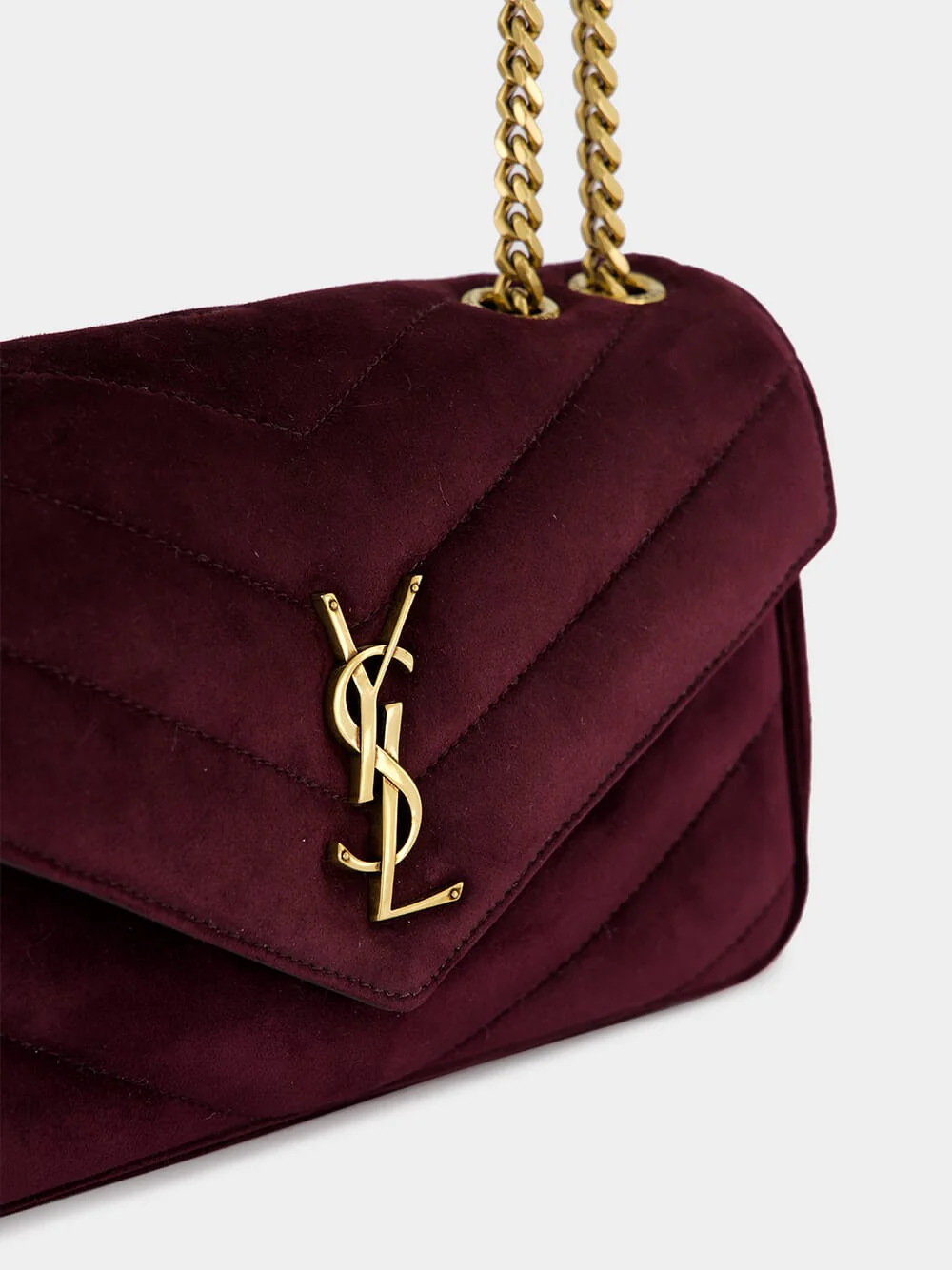 Smoky Burgundy Loulou Small Suede Bag - Image 7