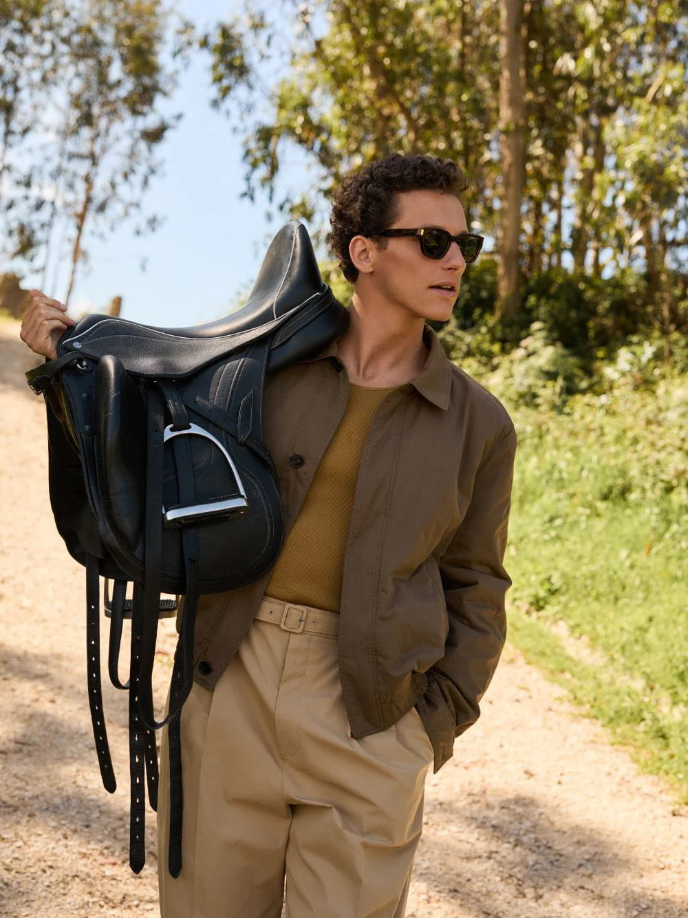 Taupe Caucase Cassandre Short Jacket in Cotton Serge - Image 3