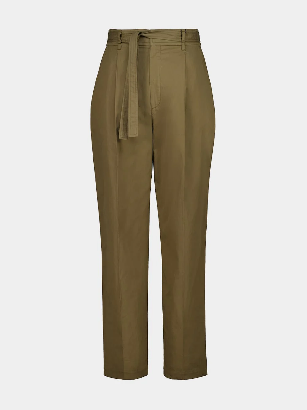 Taupe Straight-Fit Cotton Trousers