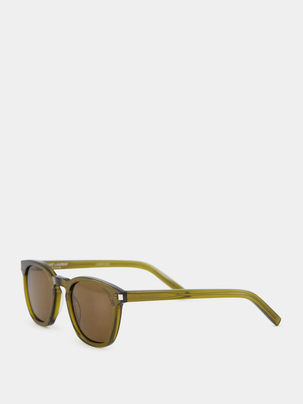Transparent Khaki and Brown YSL Bold Sunglasses - Image 3