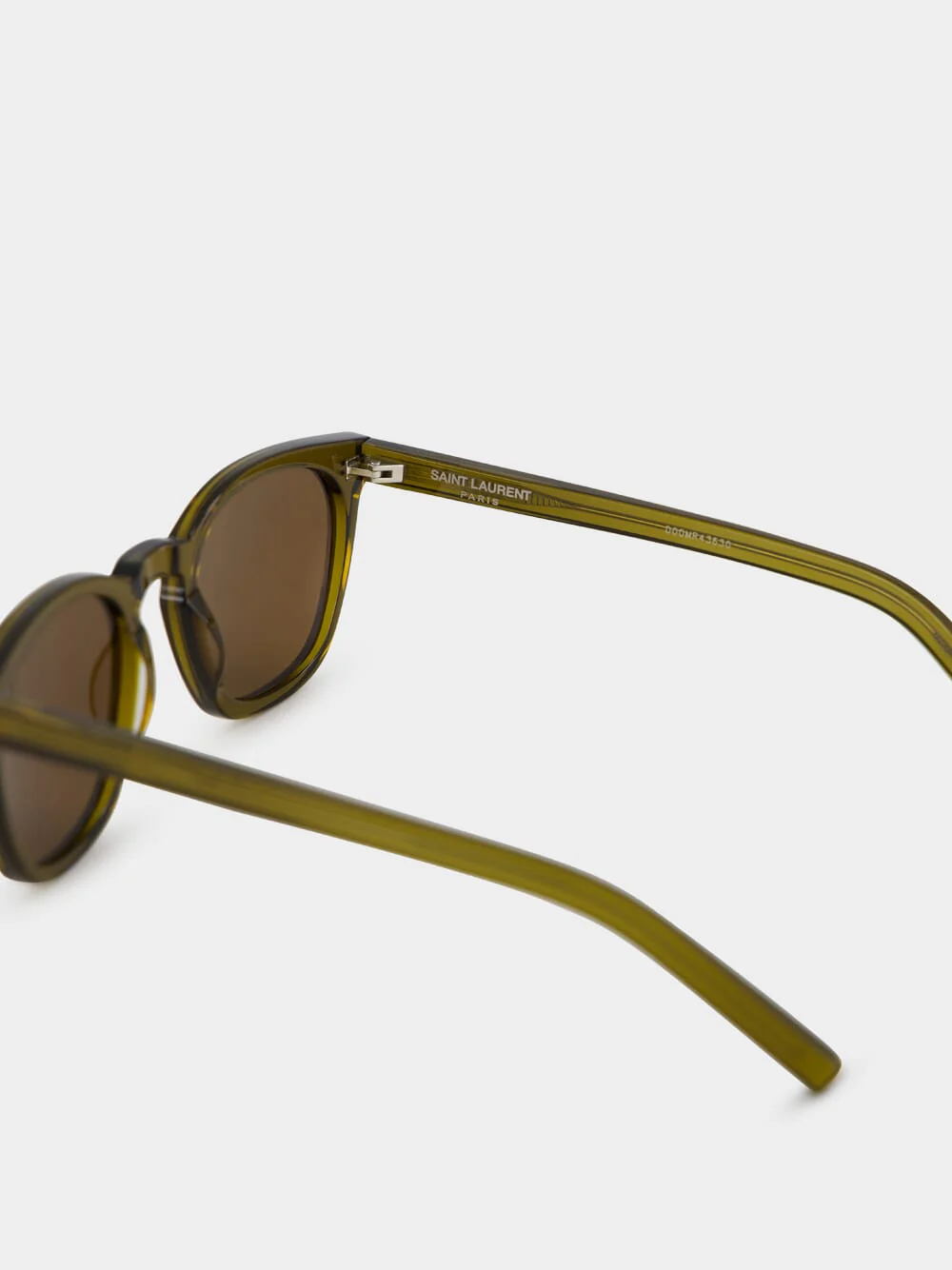 Transparent Khaki and Brown YSL Bold Sunglasses - Image 4