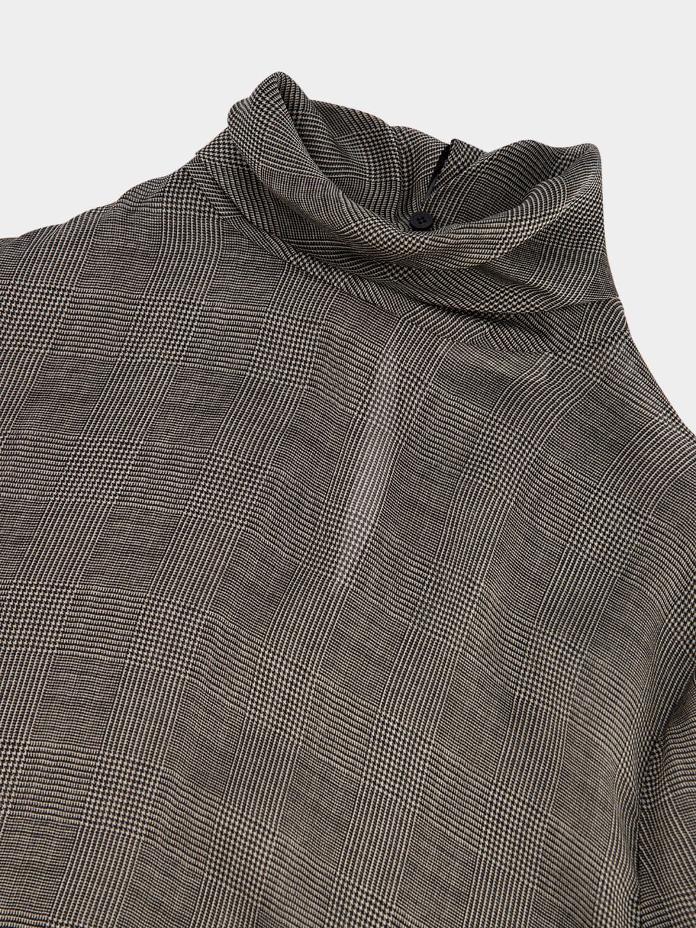 Turtleneck Blouse In Prince Of Wales Silk Charmeuse - Image 3