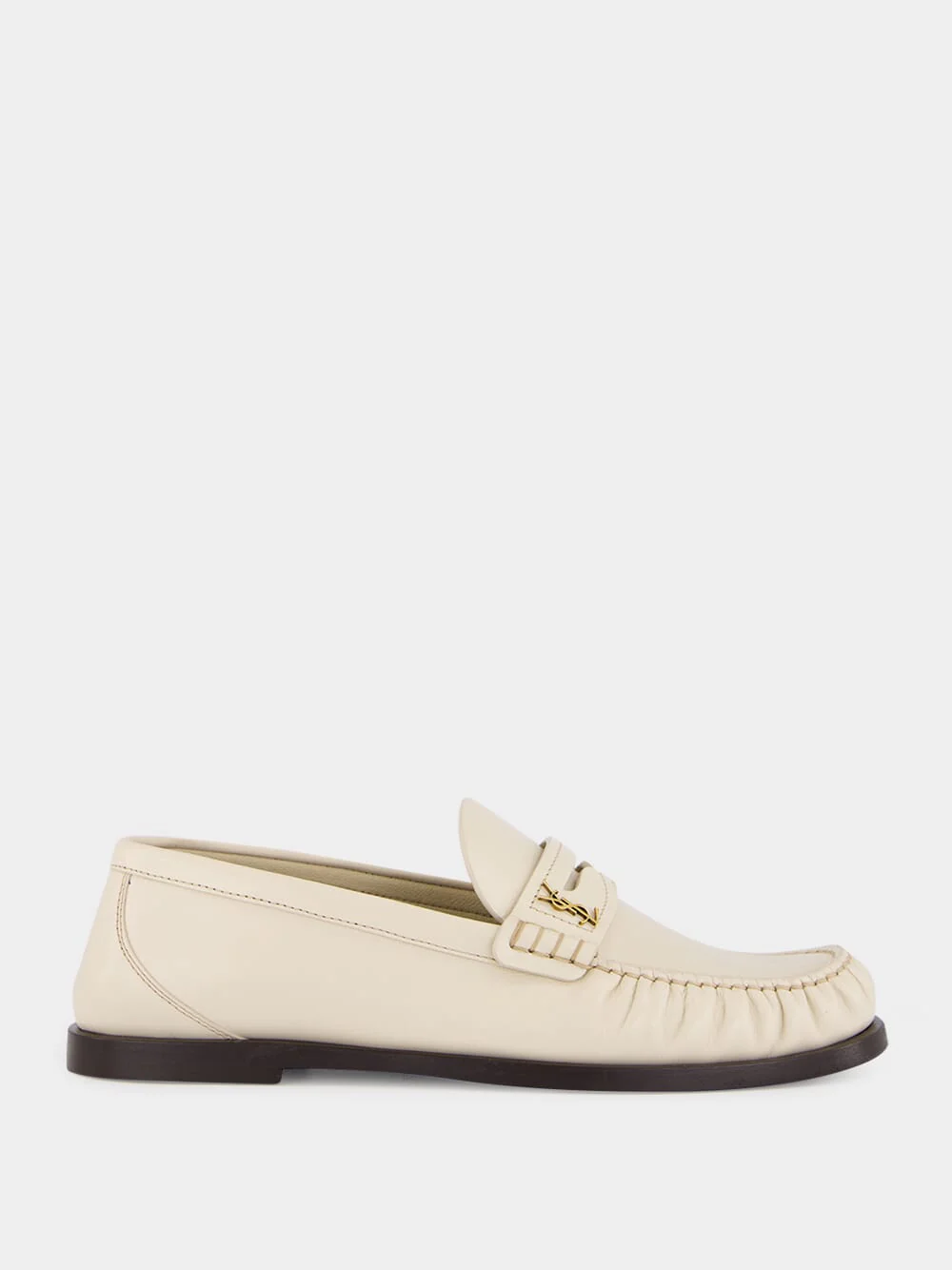 White Leather Loafers with Cassandre