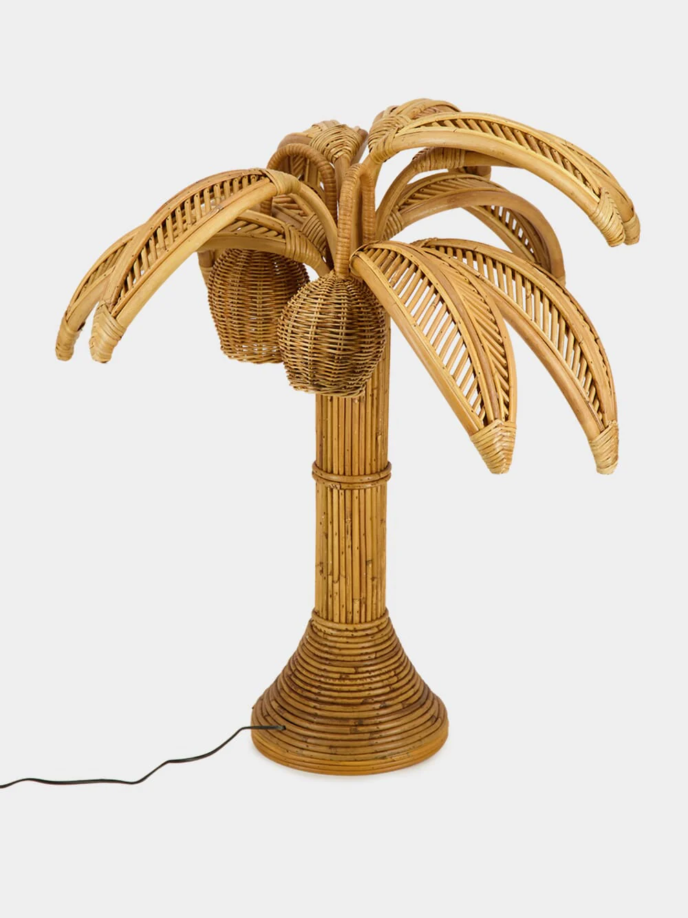 Gold Coconut Tree Lamp in Rattan - Image 2