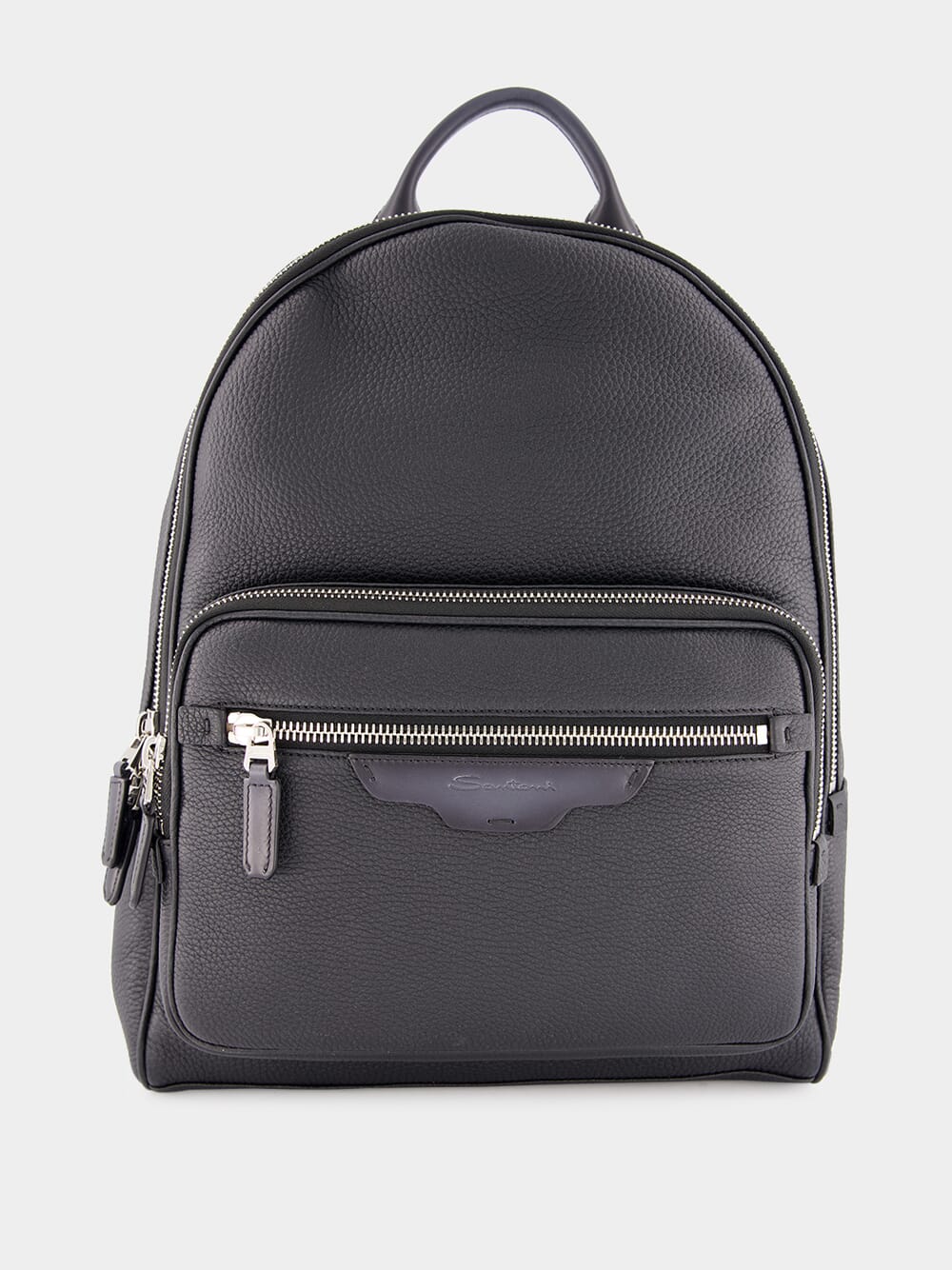 Black Tumbled Leather Backpack