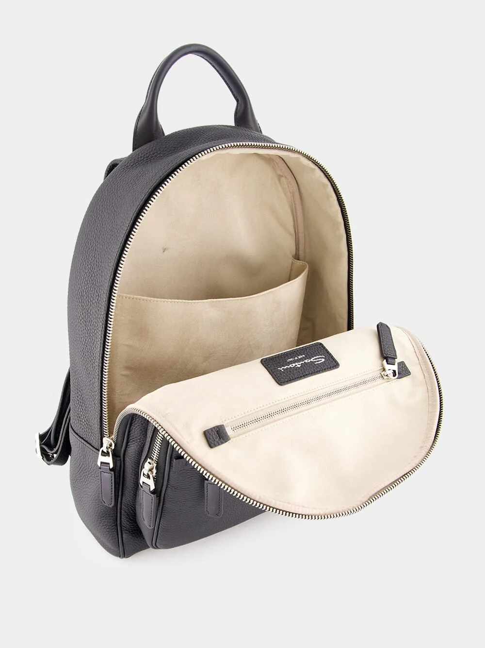 Black Tumbled Leather Backpack - Image 6