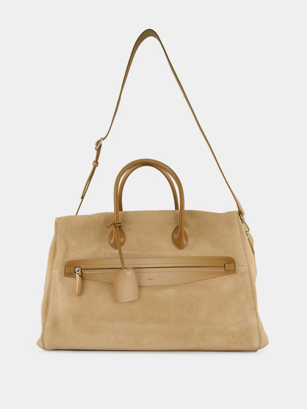 Beige Suede Weekend Travel Bag - Image 2