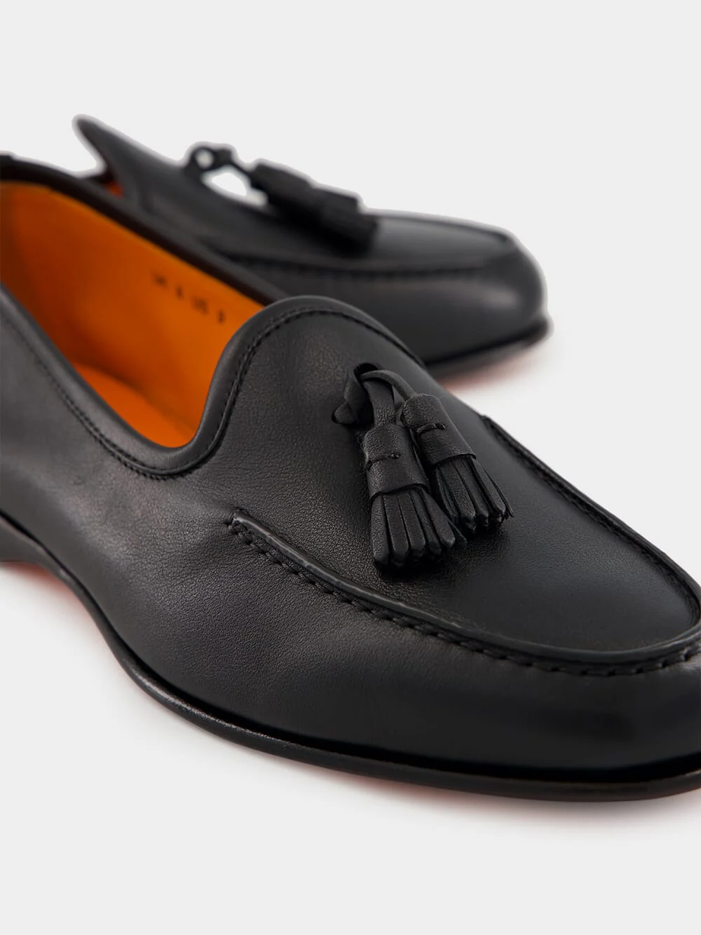 Black Leather Andrea Tassel Loafer - Image 12