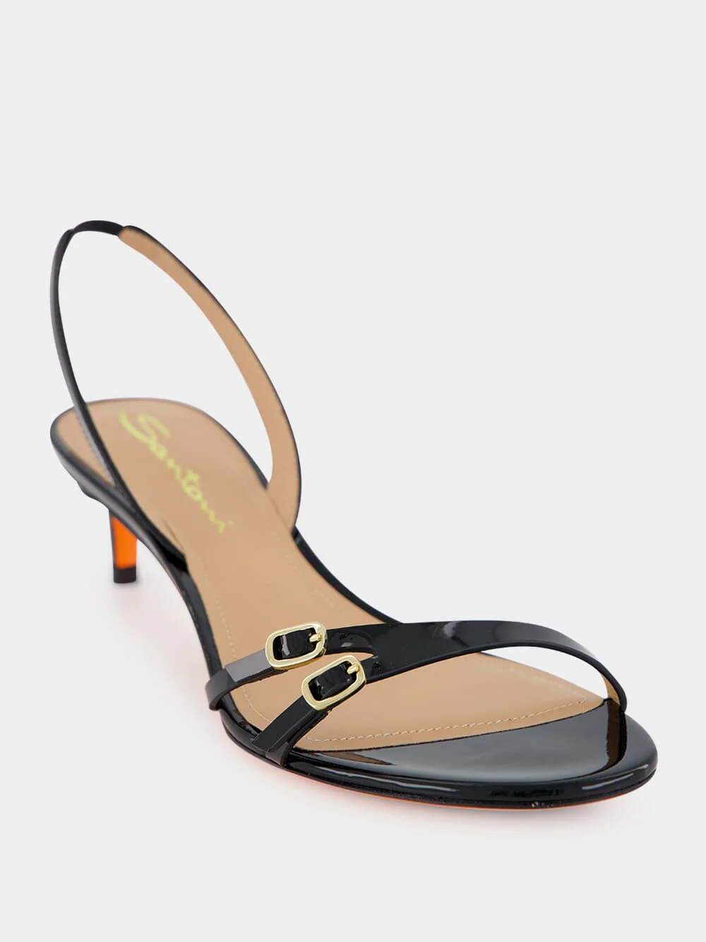Black Virna Mid-Heel Leather Sandals - Image 6
