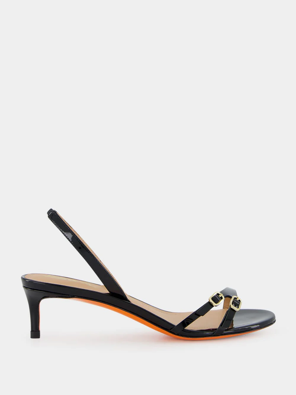 Black Virna Mid-Heel Leather Sandals - Image 7