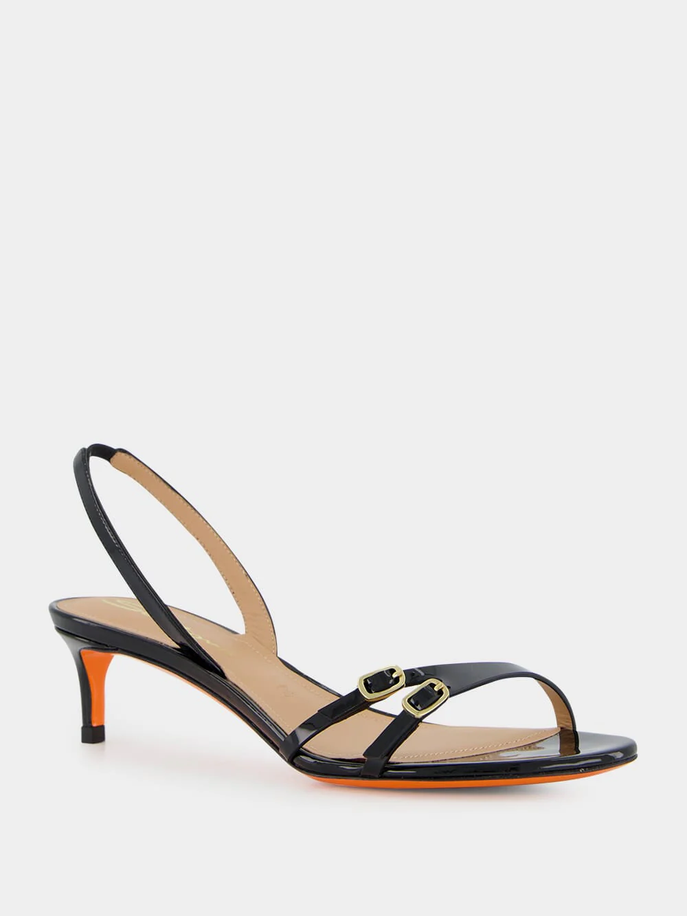 Black Virna Mid-Heel Leather Sandals - Image 8