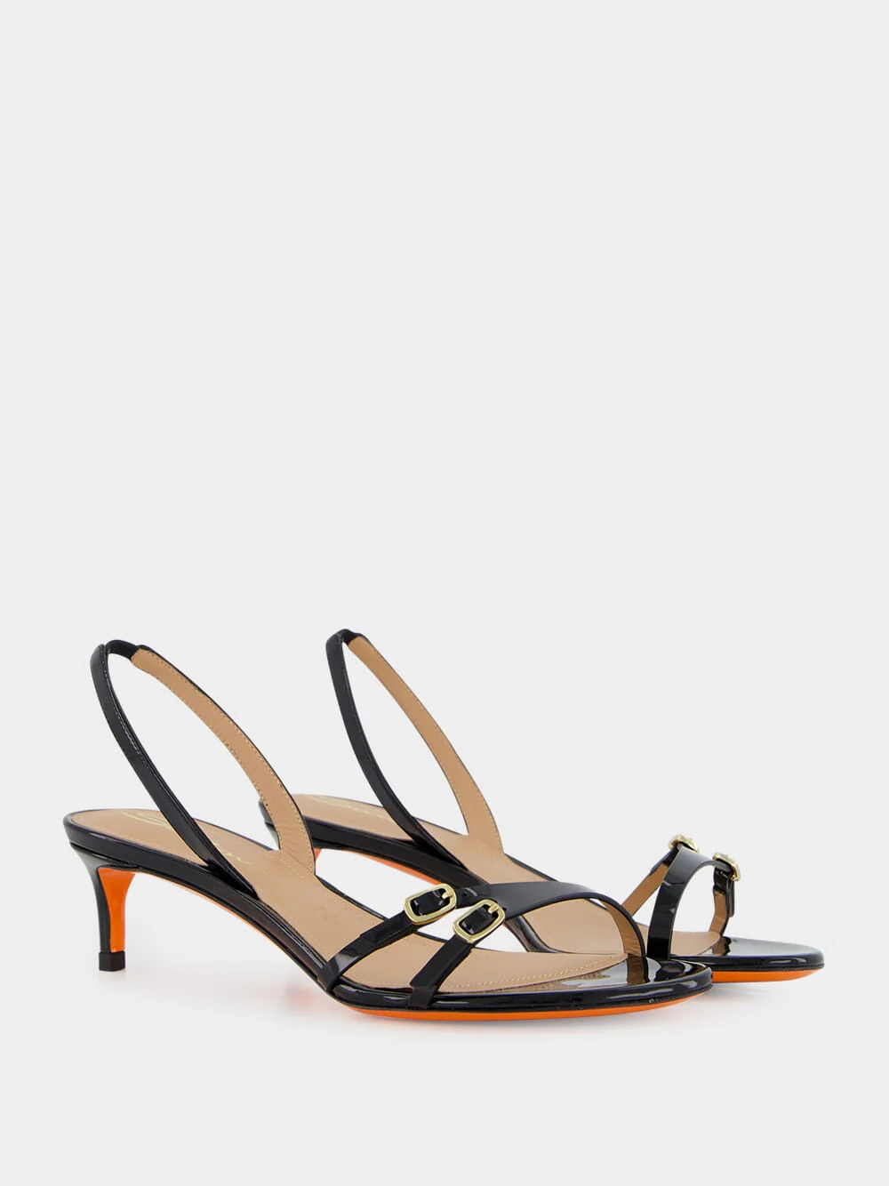 Black Virna Mid-Heel Leather Sandals - Image 9