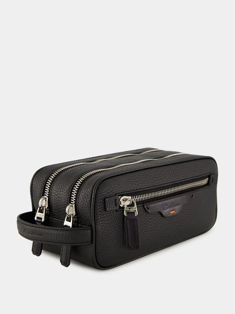 Black Zipped Leather Wash Bag - Image 2