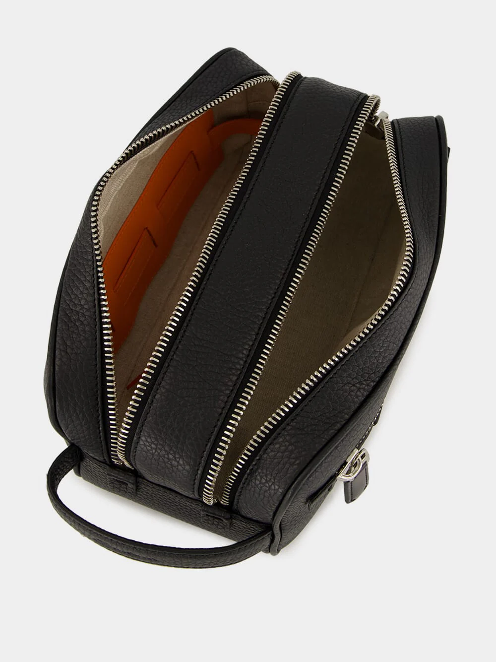 Black Zipped Leather Wash Bag - Image 5