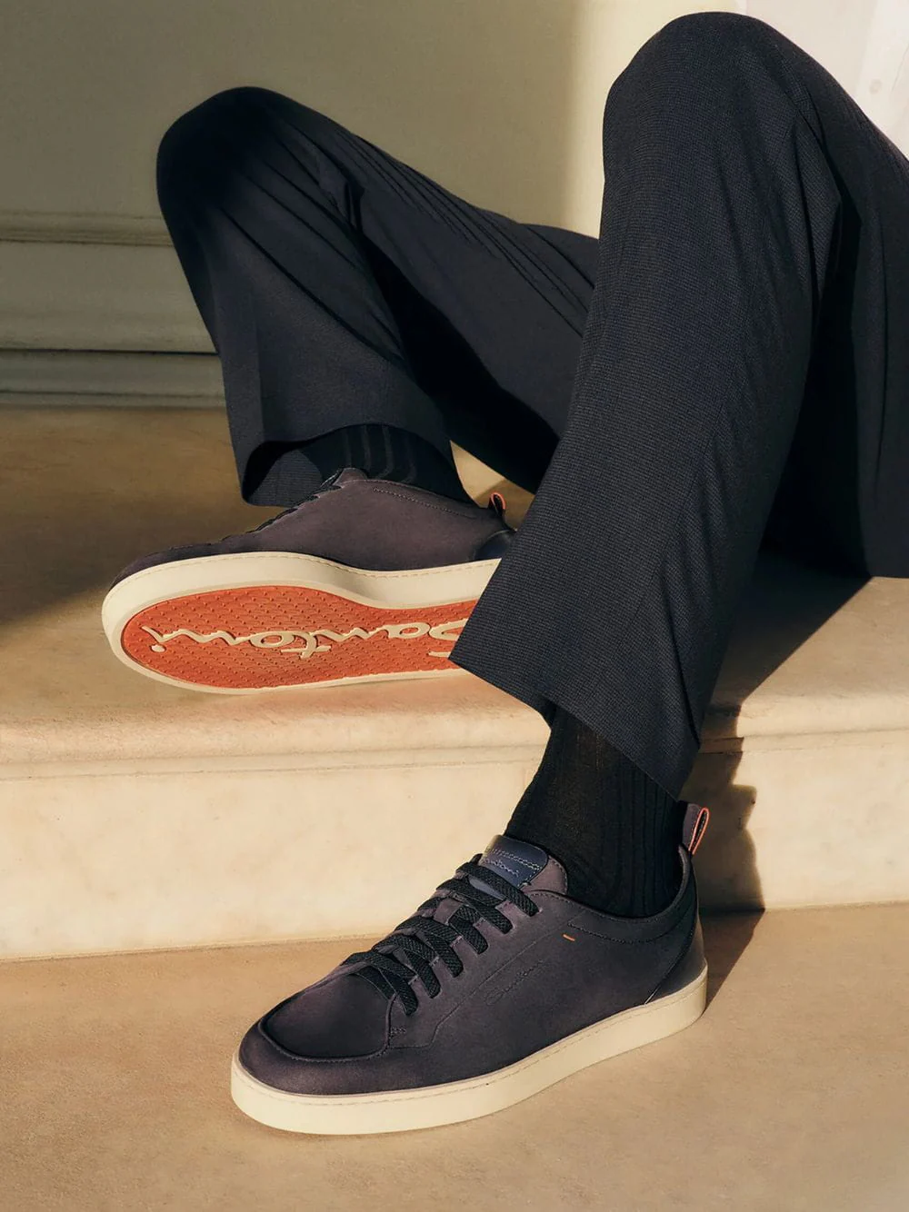 Blue Suede Calf Leather Sneakers - Image 2