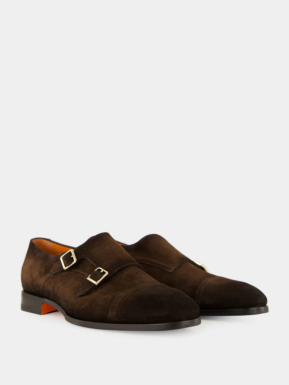 Brown Axel B Suede Double Monk Shoes - Image 3