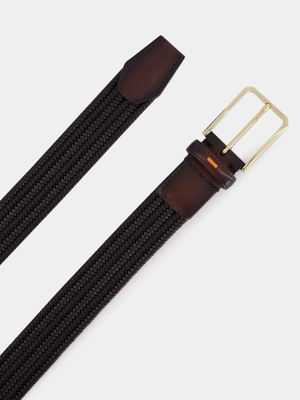 Brown Classic Woven Leather Belt - Image 2