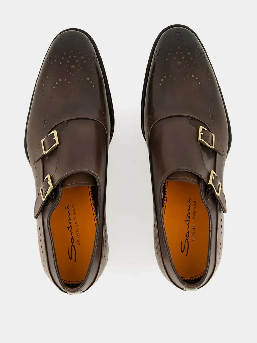 Brown Leather Double-Buckle Brogue Shoe - Image 4