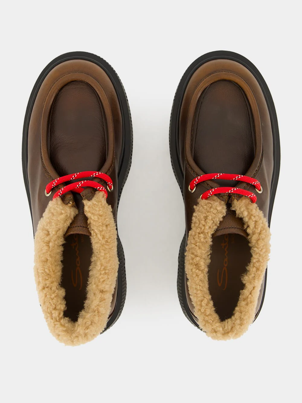 Brown Leather Lace-Up with Fur Trim - Image 4