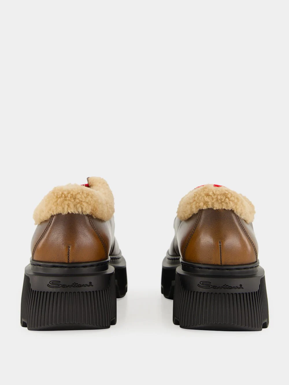 Brown Leather Lace-Up with Fur Trim - Image 5