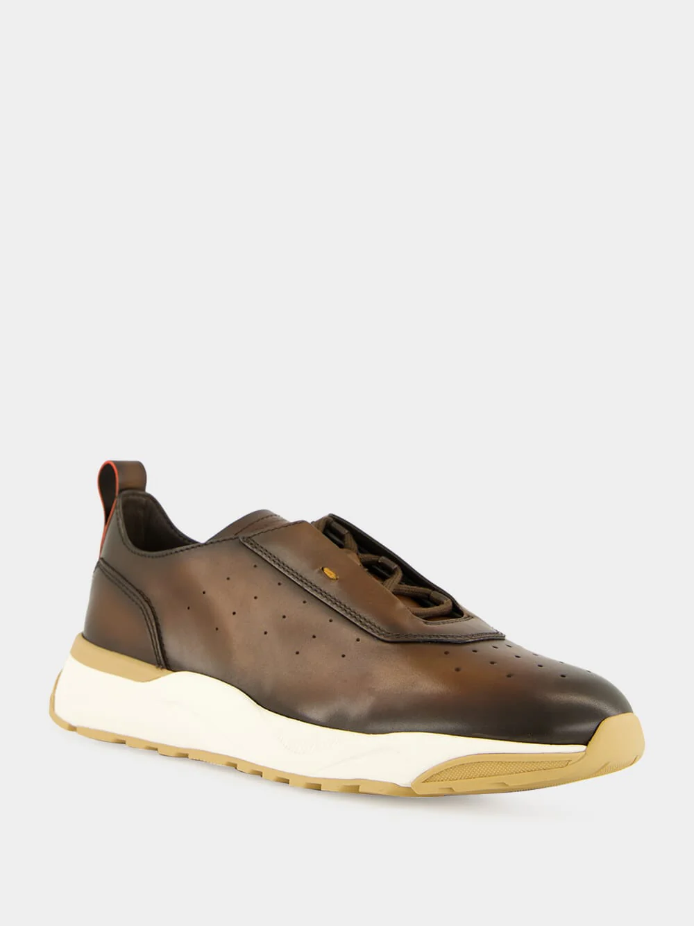 Brown Leather Low-Top Sneakers - Image 2