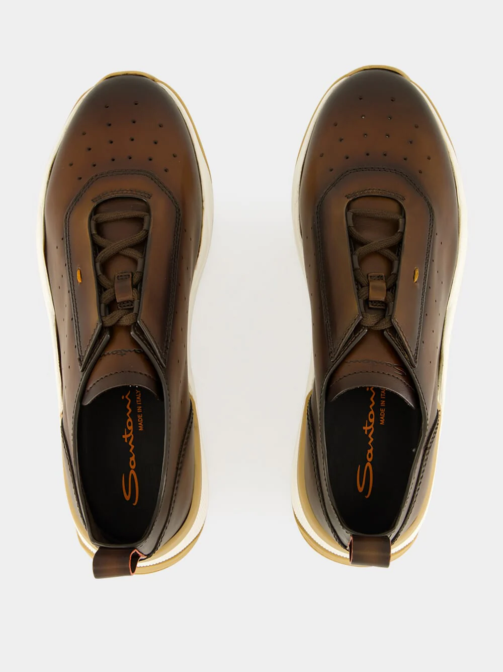 Brown Leather Low-Top Sneakers - Image 4
