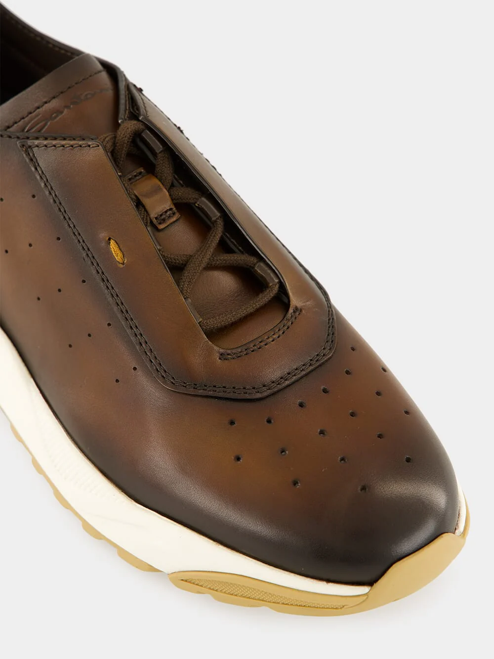 Brown Leather Low-Top Sneakers - Image 7