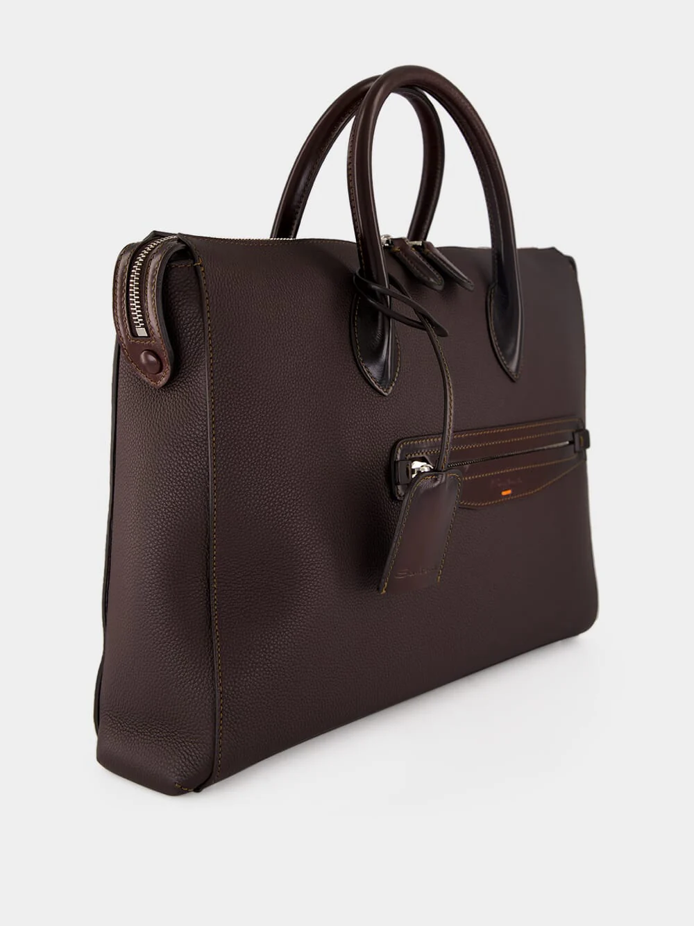 Dark Brown Leather Laptop Bag - Image 3