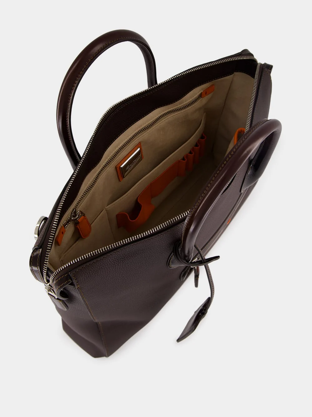 Dark Brown Leather Laptop Bag - Image 5