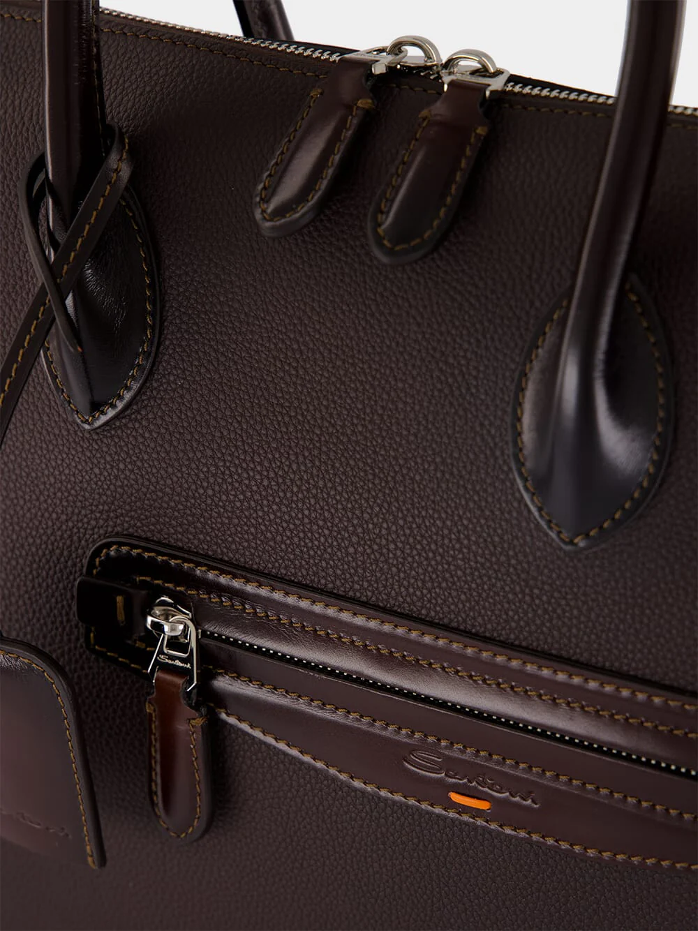 Dark Brown Leather Laptop Bag - Image 6