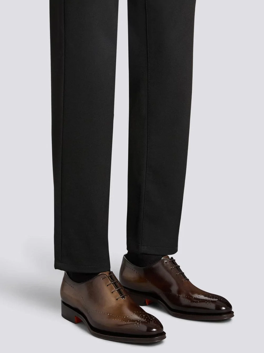 Dark Brown Leather Oxford Shoes with Brogue Detail - Image 2