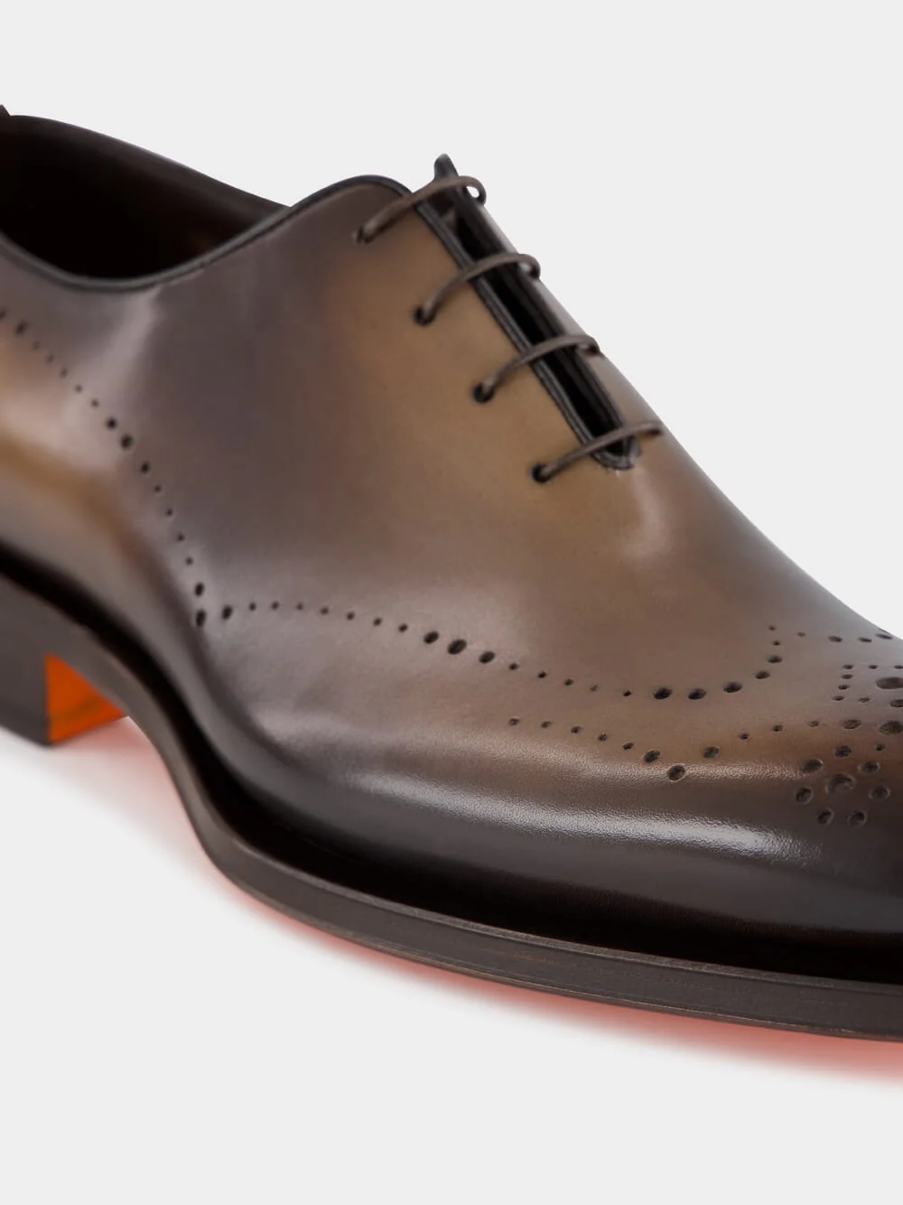 Dark Brown Leather Oxford Shoes with Brogue Detail - Image 8