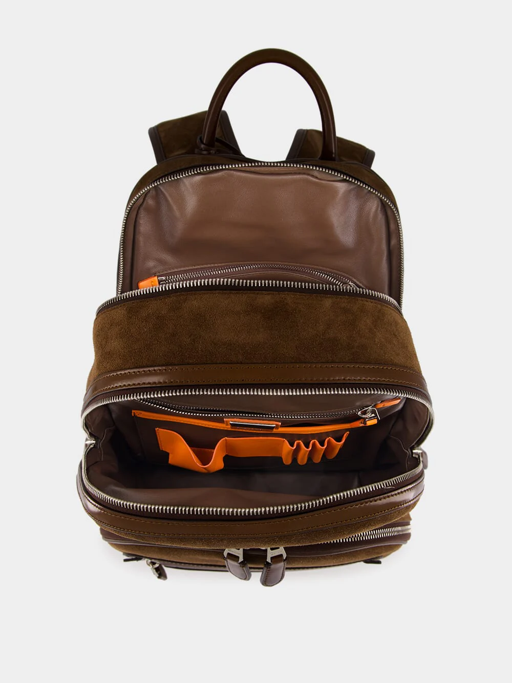 Dark Brown Suede Leather Backpack - Image 5