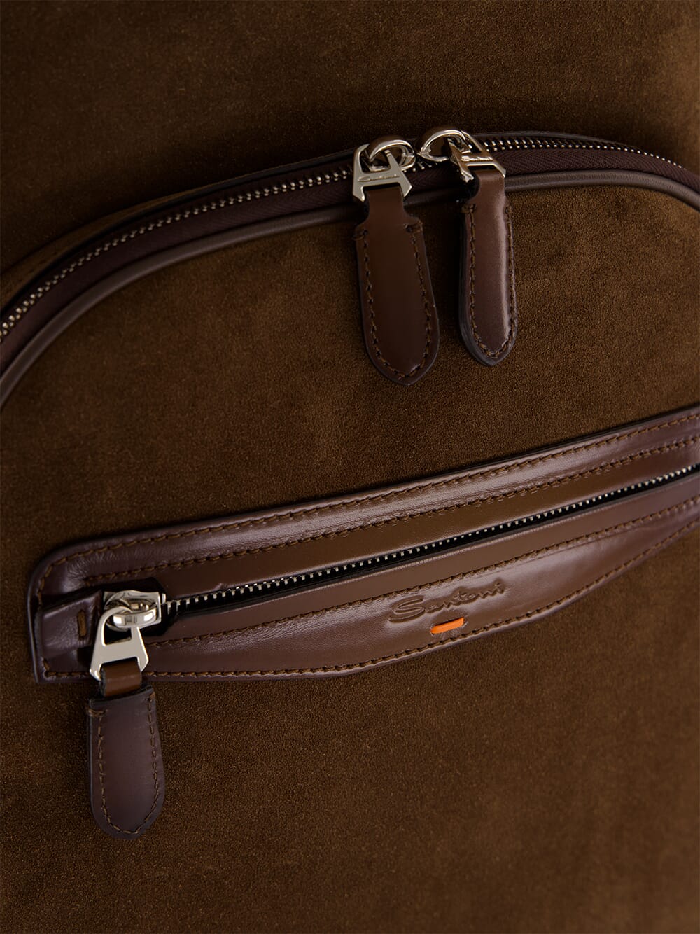 Dark Brown Suede Leather Backpack - Image 6