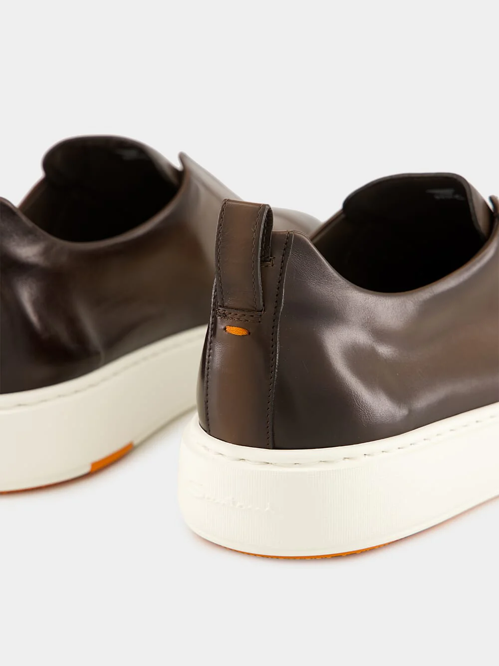 Dark Brown Ultra-Touch Leather Slip-On Sneakers - Image 6