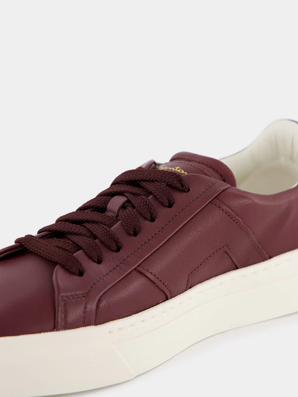 Double Buckle Leather Sneakers in Burgundy - Image 6