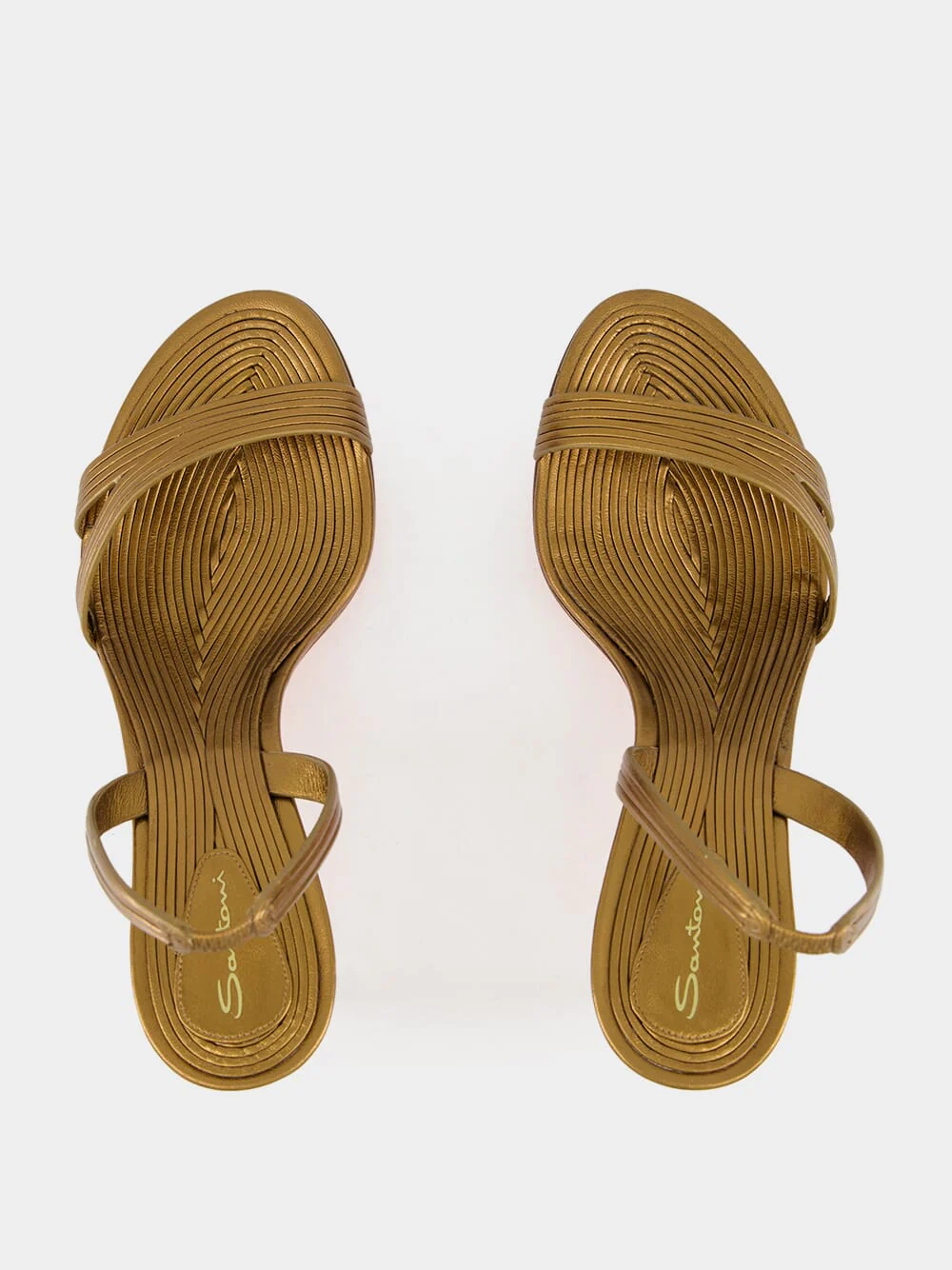 Gold Leather Mid-Heel Sandals - Image 4