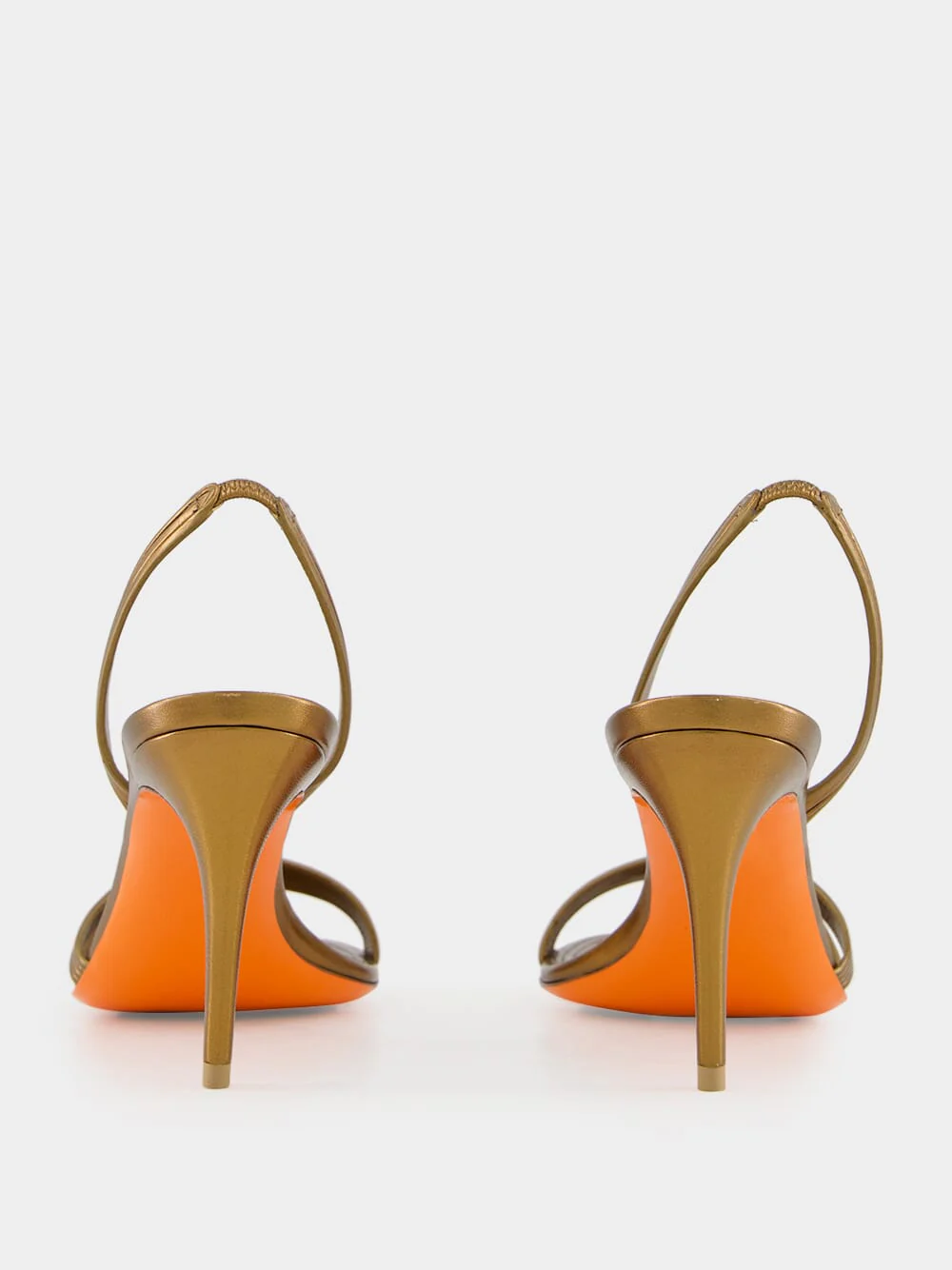 Gold Leather Mid-Heel Sandals - Image 5