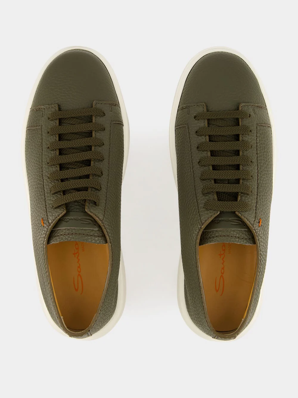 Green Tumbled Leather Sneakers - Image 4
