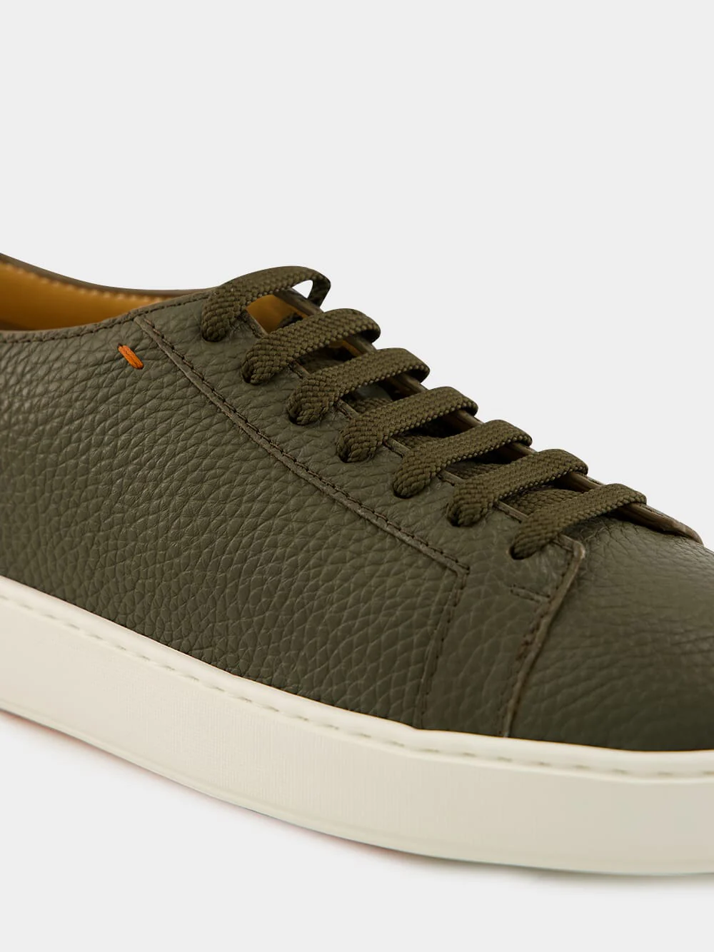 Green Tumbled Leather Sneakers - Image 6