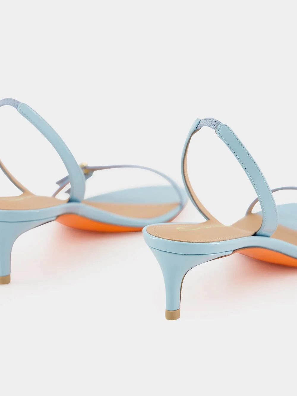 Light Blue Patent Leather Mid-Heel Sandals - Image 6