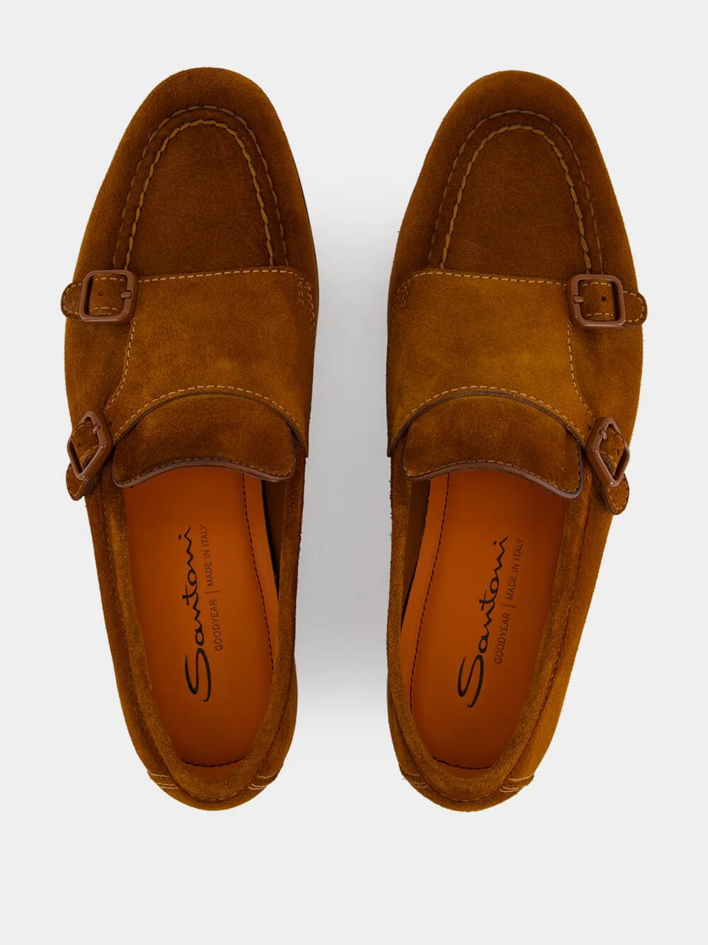 Light Brown Suede Double Buckle Loafers - Image 4
